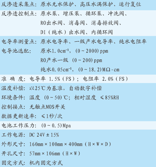 ROC-5210实验室反渗透控制器参数